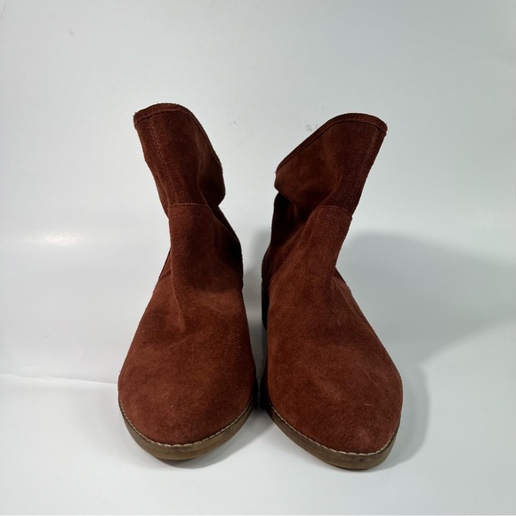 Lucky Brand Lollin Suede Leather Slouch Heeled Bootie Warm Brown 6.5M 6 1/2 - Picture 2 of 6